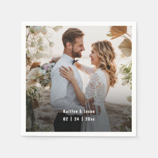 Weißes HochzeitssammelFoto Serviette