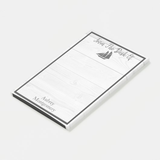 Weißes Holz an der Küste und graues Wasserschiff Post-it Klebezettel (angewinkelt)