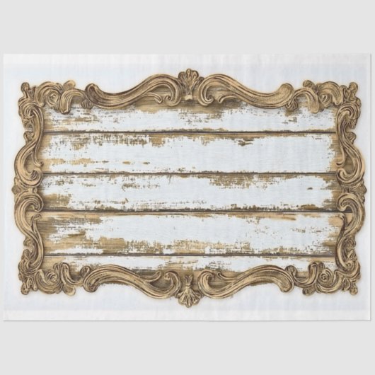 Weißes Holz, Goldrausch Rahmen AN5 Decoupage Seidenpapier (Vorderseite)
