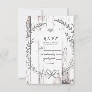Weißes Holz Rustikales Landhaus Hochzeit RSVP Karte