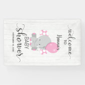 Weißes Holz und Rosa Elefantendusche Begrüßung Banner (Horizontal)