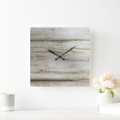 Weißes Holzbrett Quadratische Wanduhr (Zuhause)