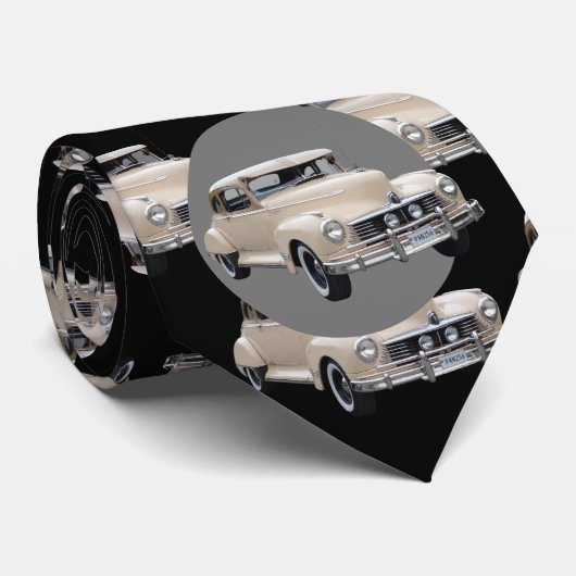 Weißes Hotrod-Muster der 40er Jahre Krawatte (Gerollt)