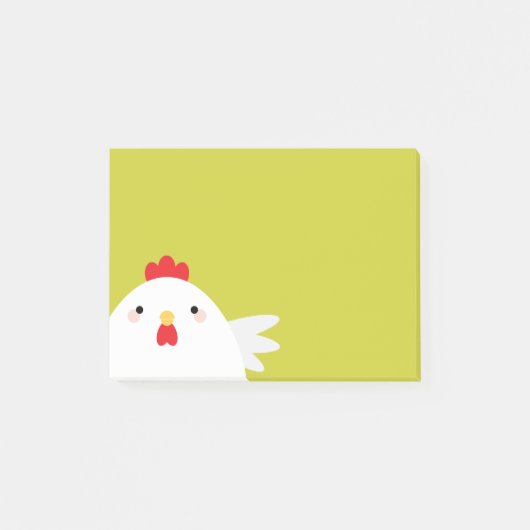 Weißes Huhn auf Grün Post-it Klebezettel (Vorderseite)