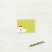 Weißes Huhn auf Grün Post-it Klebezettel (Auf Schreibtisch)