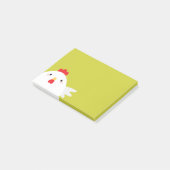 Weißes Huhn auf Grün Post-it Klebezettel (angewinkelt)