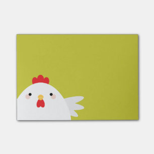 Weißes Huhn auf Grün Post-it Klebezettel