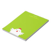 Weißes Huhn auf grünem, personalisierbarem Notepad Notizblock (Rotiert)