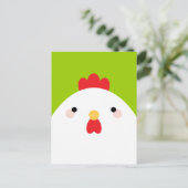 Weißes Huhn auf grünen Postkarten (Stehend Vorderseite)