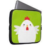 Weißes Huhn auf grüner Elektronik-Hülse Laptopschutzhülle (Vorne Rechts)