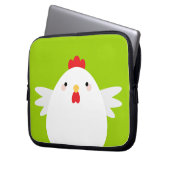 Weißes Huhn auf grüner Elektronik-Hülse Laptopschutzhülle (Vorderseite Links)