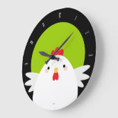 Weißes Huhn auf grüner Wall Uhr (Winkel)