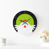 Weißes Huhn auf grüner Wall Uhr (Zuhause)