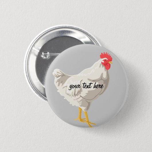 Weißes Huhn Button (Vorne & Hinten)