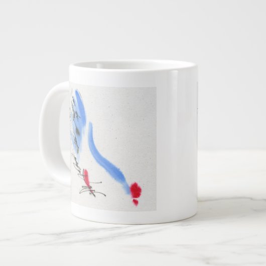 Weißes Huhn. Kalligrafie und Aquarell Jumbo-Tasse (Vorderseite Links)