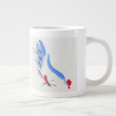 Weißes Huhn. Kalligrafie und Aquarell Jumbo-Tasse (Rechts)