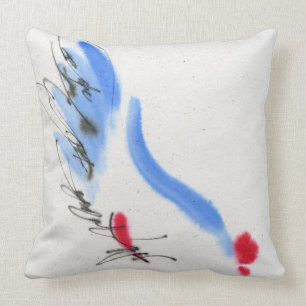 Weißes Huhn. Kalligraphie und Aquarell Kissen