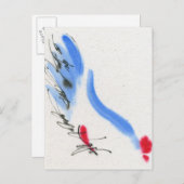 Weißes Huhn. Kalligraphie und Aquarell Postkarte (Vorne/Hinten)