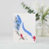 Weißes Huhn. Kalligraphie und Aquarell Postkarte (Stehend Vorderseite)