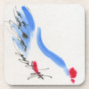 Weißes Huhn. Kalligraphie und Aquarell Untersetzer