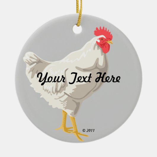 Weißes Huhn Keramikornament (Vorne)