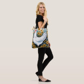 Weißes Huhn und Sonnenblumen Tasche (Am Model)