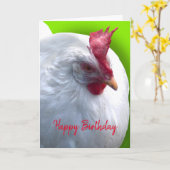 Weißes Hühner-Geburtstag Karte (Gelbe Blume)