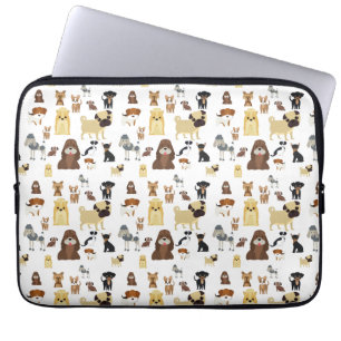 weißes Hundemuster. Laptopschutzhülle