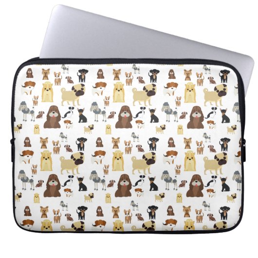 weißes Hundemuster. Laptopschutzhülle (Vorderseite)