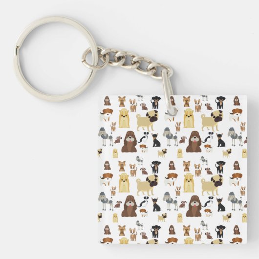 weißes Hundemuster. Schlüsselanhänger (Vorderseite)