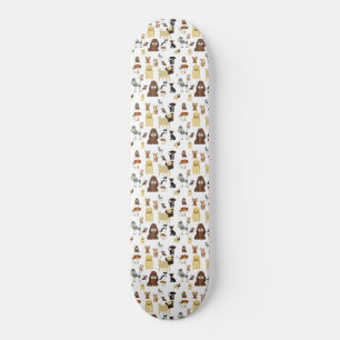 weißes Hundemuster. Skateboard