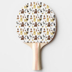 weißes Hundemuster. Tischtennis Schläger