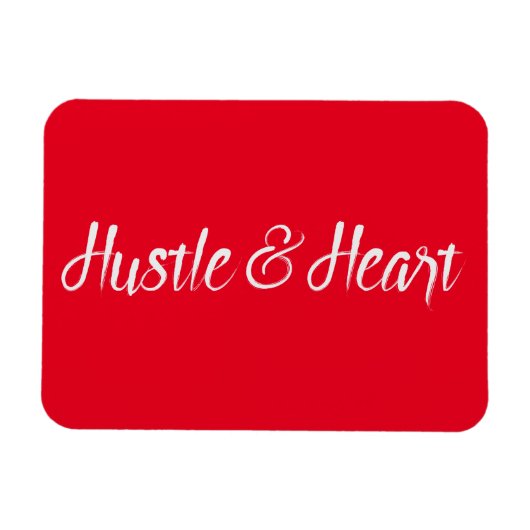 Weißes Hustel und Herztypografie Magnet (Horizontal)