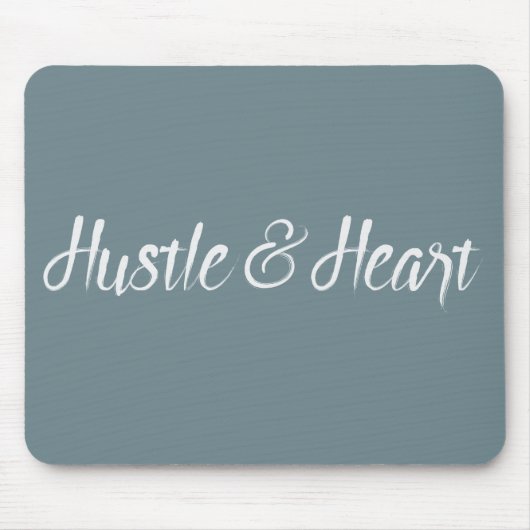 Weißes Hustel und Herztypografie Mousepad (Vorne)