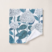 Weißes Hydrangea-Aquarell Badhandtuch Set (Waschlappen)