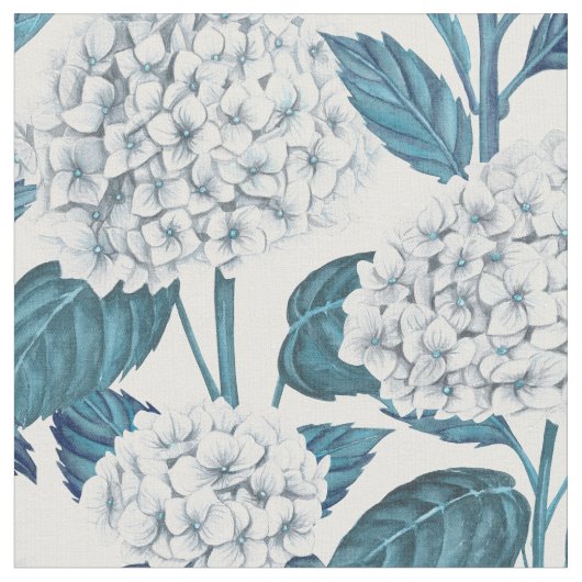 Weißes Hydrangea-Aquarell Stoff (Nahaufnahme)