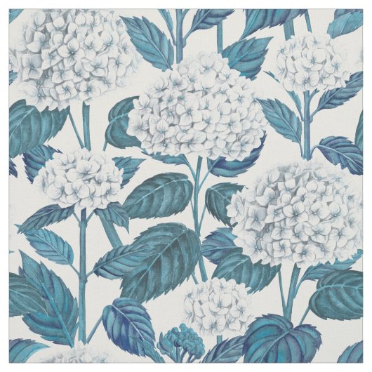Weißes Hydrangea-Aquarell Stoff (Muster)