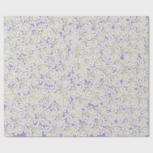 Weißes Hydrangea auf Pastel Lila Geschenkpapier (Flach)