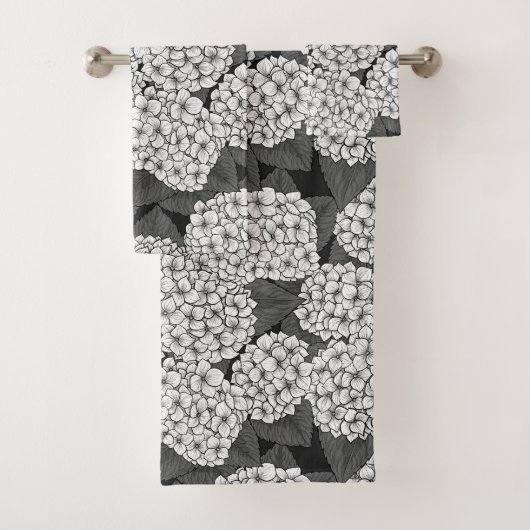 Weißes Hydrangea Badhandtuch Set (Insitu)