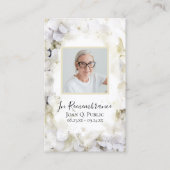 Weißes Hydrangea Beerdigungsgebet Visitenkarte (Vorderseite)