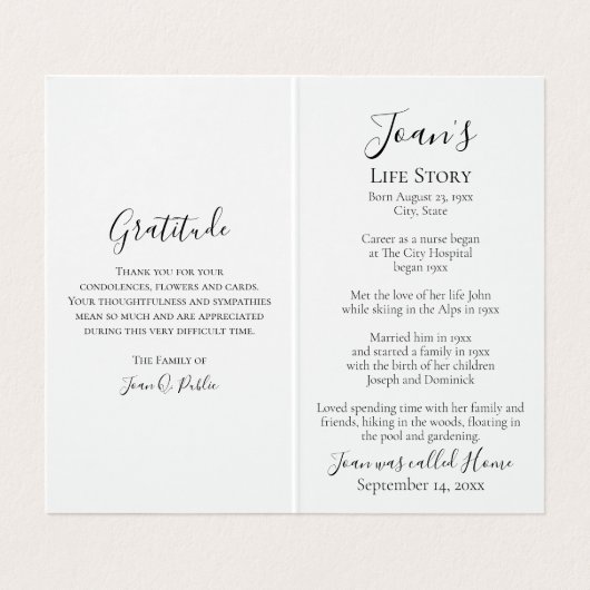 Weißes Hydrangea Beerdigungsgebet Visitenkarten (Innenseite Aufgefaltet)