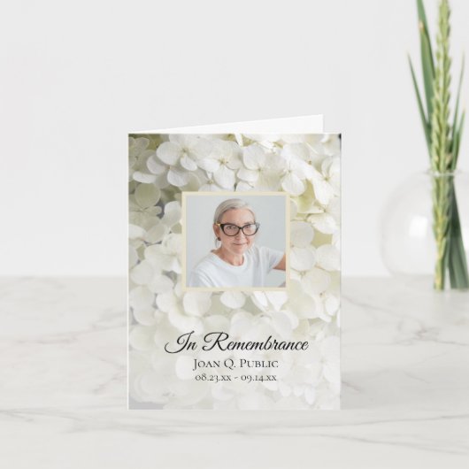 Weißes Hydrangea-Beileid zur Beerdigung von Blumen Dankeskarte (Vorderseite)