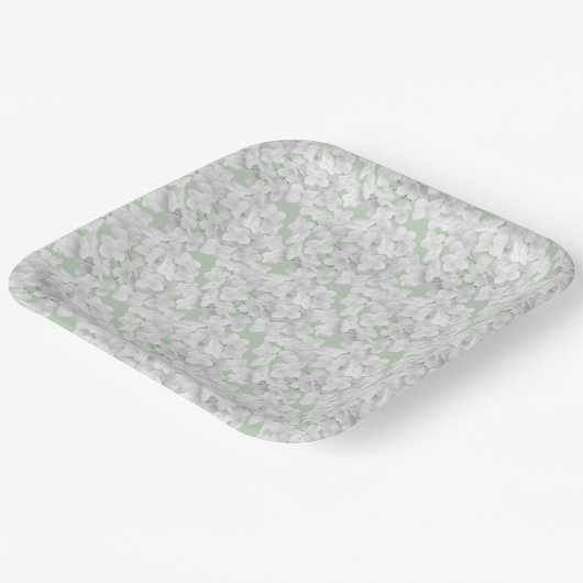 Weißes Hydrangea-Blume Pappteller (Gewinkelt)