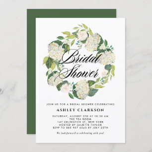 Weißes Hydrangea-Brautparty Einladung