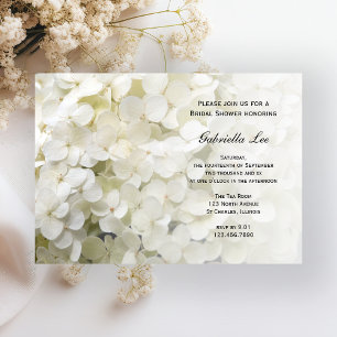 Weißes Hydrangea-Brautparty Einladung
