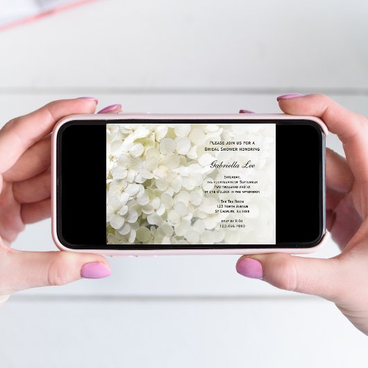 Weißes Hydrangea-Brautparty Einladung