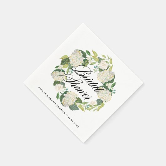Weißes Hydrangea-Brautparty Serviette (Ecke)