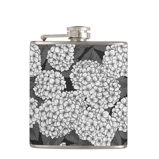 Weißes Hydrangea Flachmann (Vorderseite)