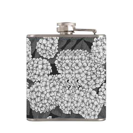 Weißes Hydrangea Flachmann (Rückseite)