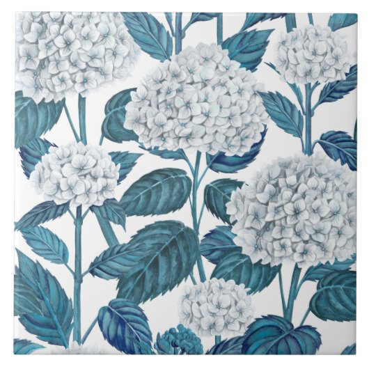 Weißes Hydrangea Fliese (Vorderseite)